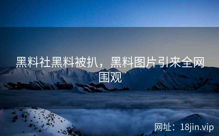 黑料社黑料被扒，黑料图片引来全网围观