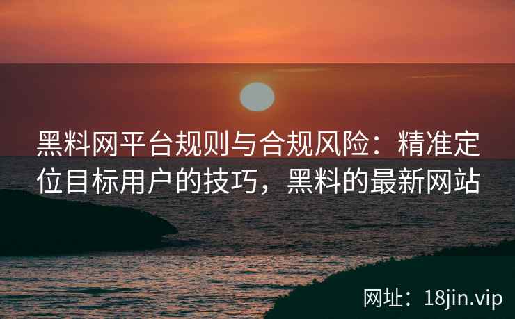 黑料网平台规则与合规风险：精准定位目标用户的技巧，黑料的最新网站