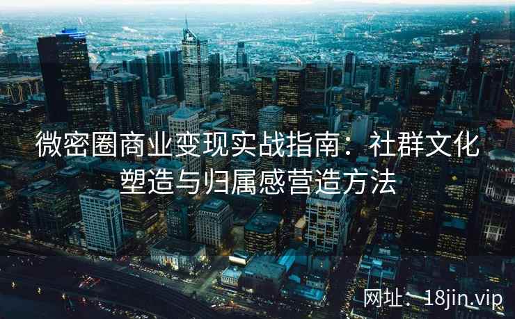 微密圈商业变现实战指南：社群文化塑造与归属感营造方法