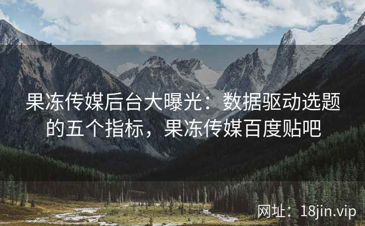 果冻传媒后台大曝光：数据驱动选题的五个指标，果冻传媒百度贴吧