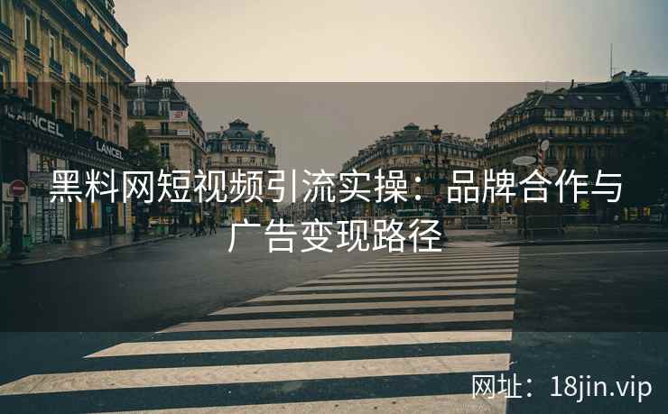 黑料网短视频引流实操：品牌合作与广告变现路径