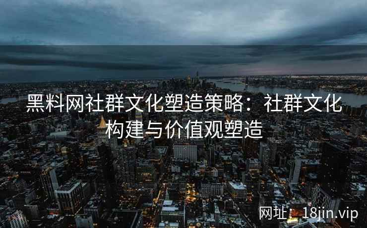 黑料网社群文化塑造策略：社群文化构建与价值观塑造