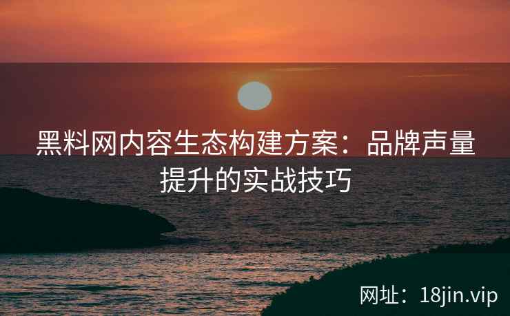 黑料网内容生态构建方案：品牌声量提升的实战技巧