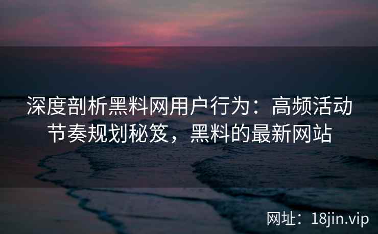 深度剖析黑料网用户行为：高频活动节奏规划秘笈，黑料的最新网站